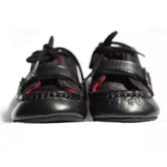 Ralph Lauren Black Leather POLO Ranger Boots 2 3-6 - Picture 2 of 5